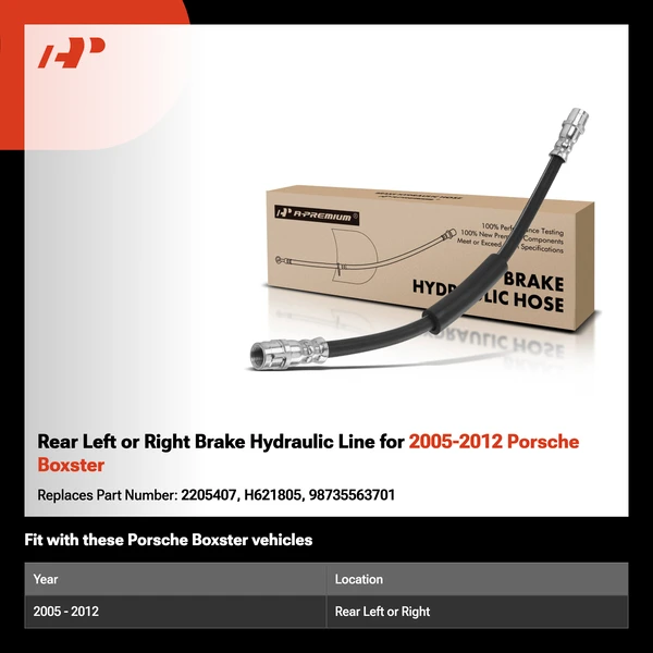 Rear Left or Right Brake Hydraulic Line for 2005-2012 Porsche Boxster