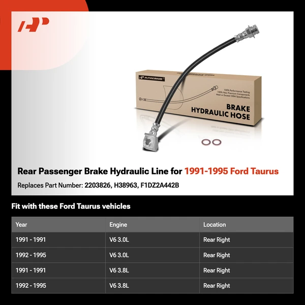 Rear Passenger Brake Hydraulic Line for 1991-1995 Ford Taurus