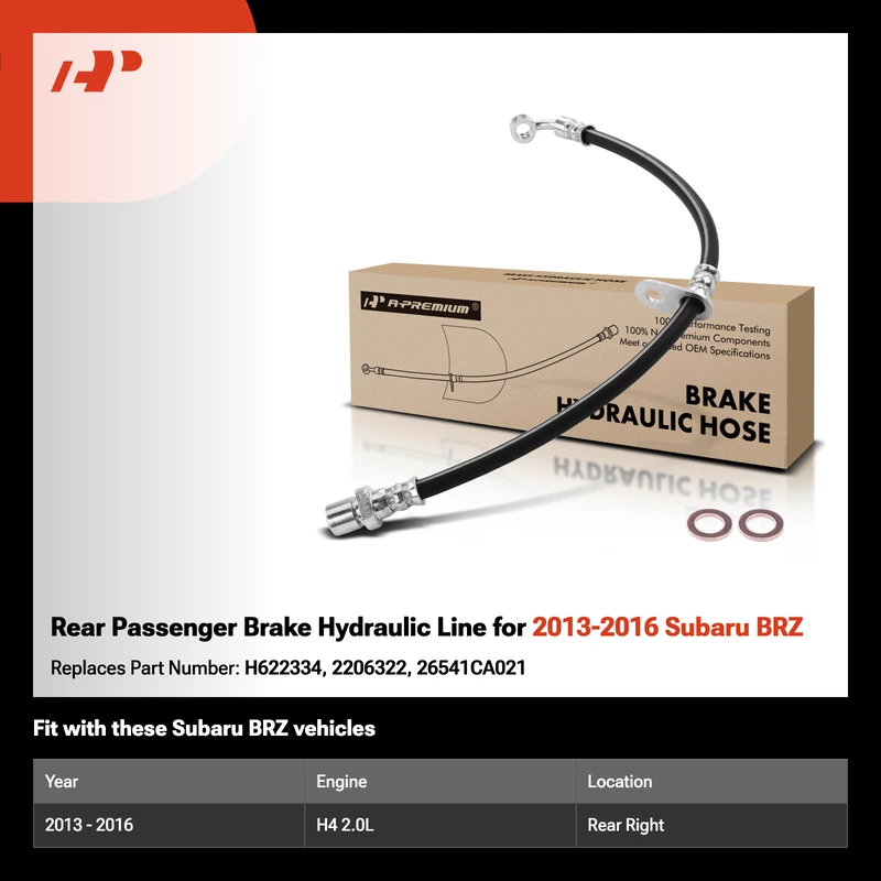 Rear Passenger Brake Hydraulic Line for 2013-2016 Subaru BRZ