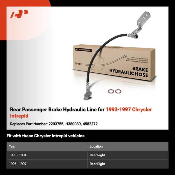Rear Passenger Brake Hydraulic Line for 1993-1997 Chrysler Intrepid
