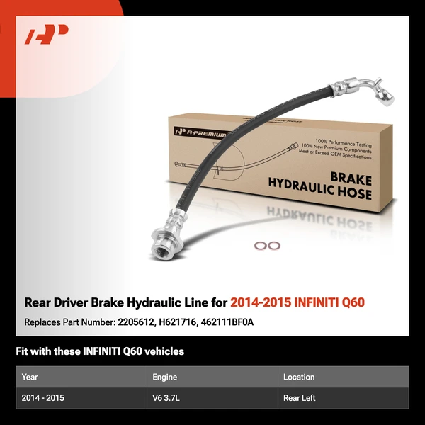 Rear Driver Brake Hydraulic Line for 2014-2015 INFINITI Q60