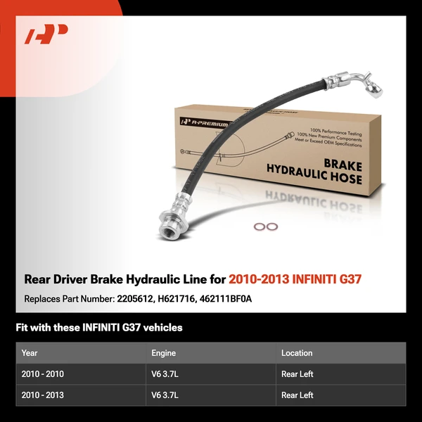 Rear Driver Brake Hydraulic Line for 2010-2013 INFINITI G37