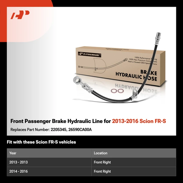 Front Passenger Brake Hydraulic Line for 2013-2016 Scion FR-S