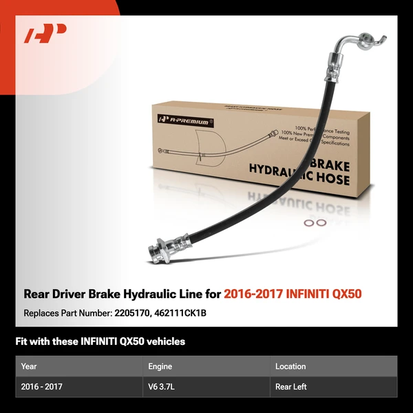 Rear Driver Brake Hydraulic Line for 2016-2017 INFINITI QX50