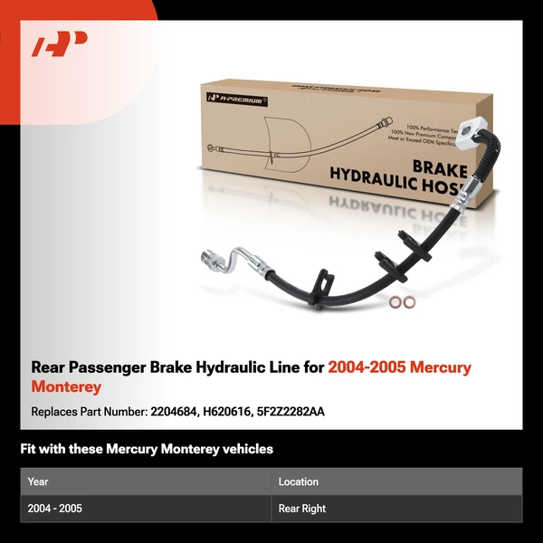 Rear Passenger Brake Hydraulic Line for 2004-2005 Mercury Monterey