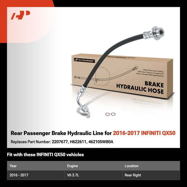 Rear Passenger Brake Hydraulic Line for 2016-2017 INFINITI QX50
