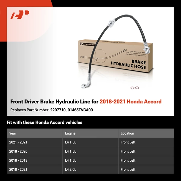 Front Driver Brake Hydraulic Line for 2018-2021 Honda Accord