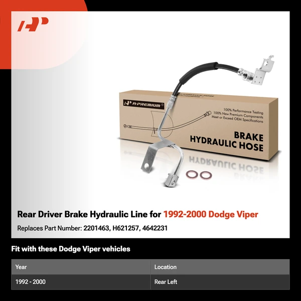 Rear Driver Brake Hydraulic Line for 1992-2000 Dodge Viper