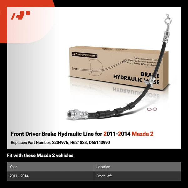 Front Driver Brake Hydraulic Line for 2011-2014 Mazda 2