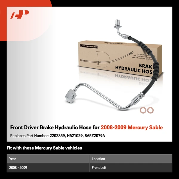 Front Driver Brake Hydraulic Hose for 2008-2009 Mercury Sable