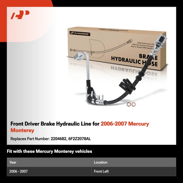 Front Driver Brake Hydraulic Line for 2006-2007 Mercury Monterey