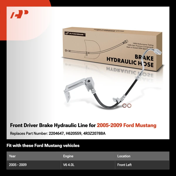 Front Driver Brake Hydraulic Line for 2005-2009 Ford Mustang