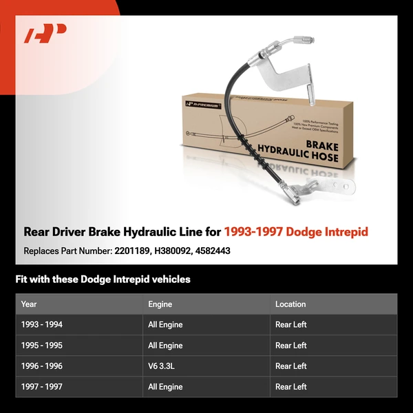 Rear Driver Brake Hydraulic Line for 1993-1997 Dodge Intrepid