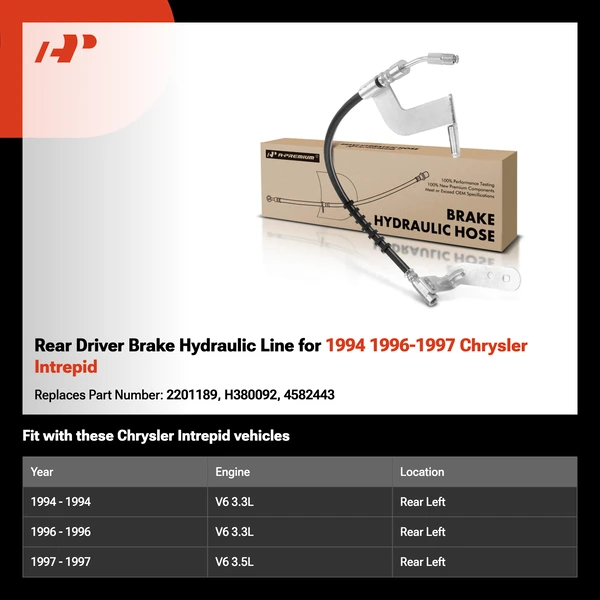 Rear Driver Brake Hydraulic Line for 1994 1996-1997 Chrysler Intrepid