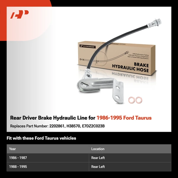 Rear Driver Brake Hydraulic Line for 1986-1995 Ford Taurus