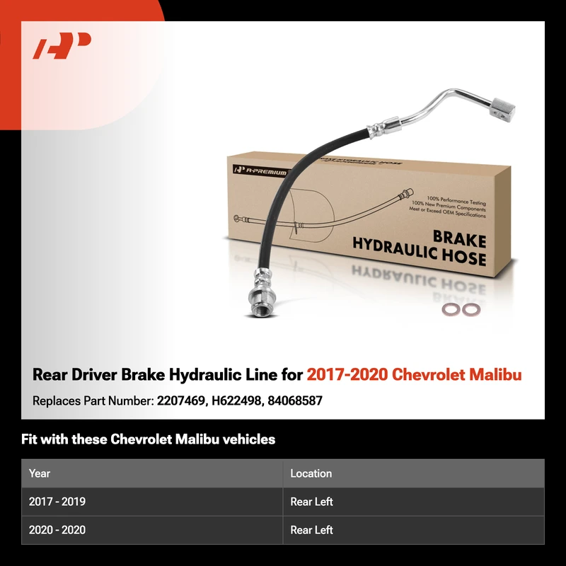 Rear Driver Brake Hydraulic Line for 2017-2020 Chevrolet Malibu
