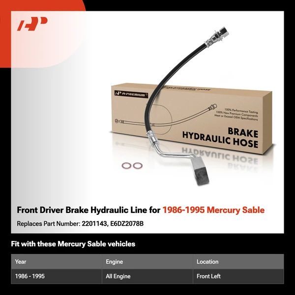 Front Driver Brake Hydraulic Line for 1986-1995 Mercury Sable