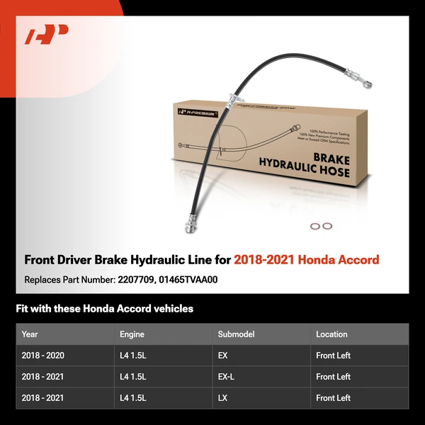 Front Driver Brake Hydraulic Line for 2018-2021 Honda Accord