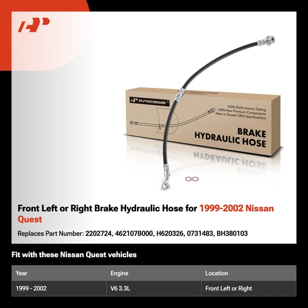 Front Left or Right Brake Hydraulic Hose for 1999-2002 Nissan Quest