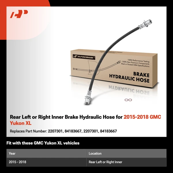 Rear Left or Right Inner Brake Hydraulic Hose for 2015-2018 GMC Yukon XL