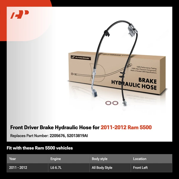 Front Driver Brake Hydraulic Hose for 2011-2012 Ram 5500