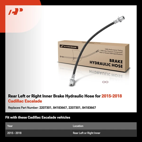 Rear Left or Right Inner Brake Hydraulic Hose for 2015-2018 Cadillac Escalade