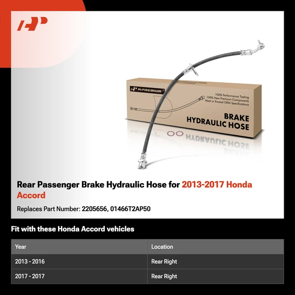 Rear Passenger Brake Hydraulic Hose for 2013-2017 Honda Accord