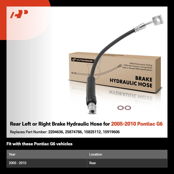Rear Left or Right Brake Hydraulic Hose for 2005-2010 Pontiac G6