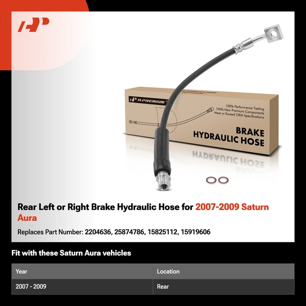 Rear Left or Right Brake Hydraulic Hose for 2007-2009 Saturn Aura