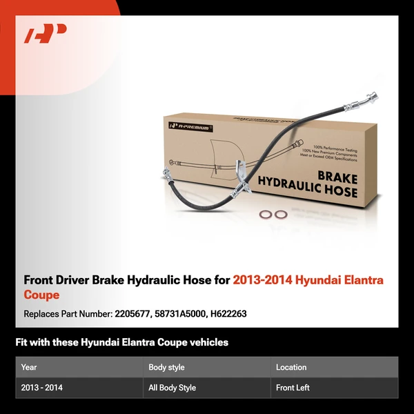 Front Driver Brake Hydraulic Hose for 2013-2014 Hyundai Elantra Coupe