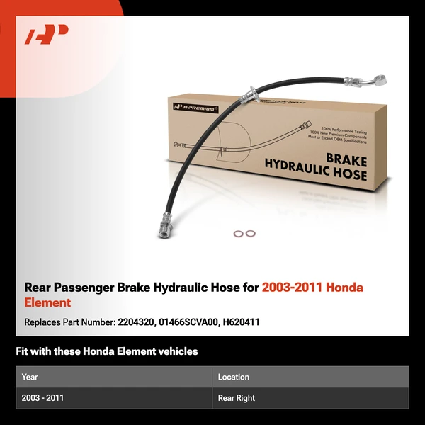 Rear Passenger Brake Hydraulic Hose for 2003-2011 Honda Element