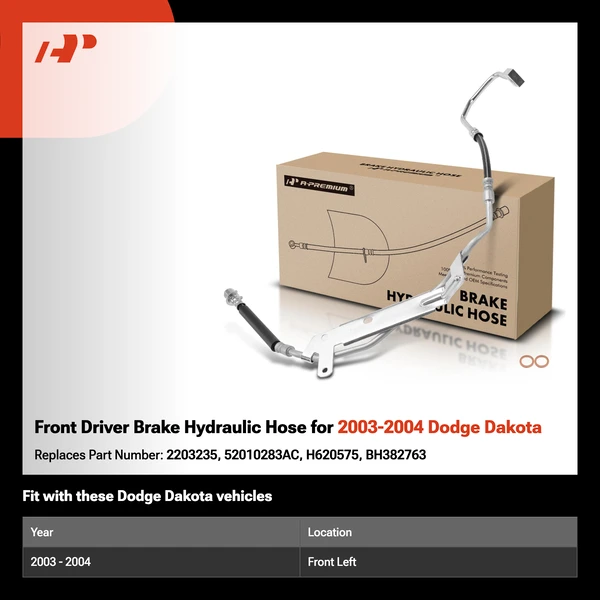 Front Driver Brake Hydraulic Hose for 2003-2004 Dodge Dakota