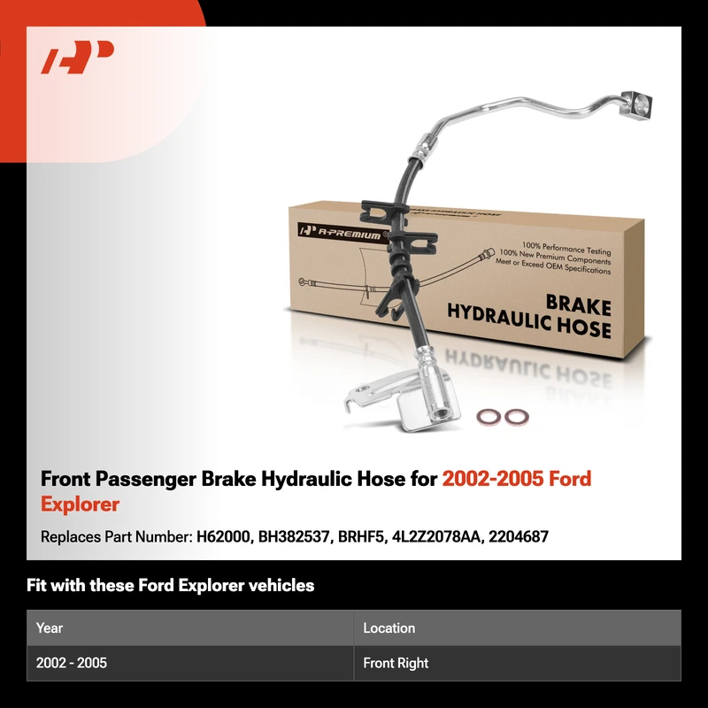 Front Passenger Brake Hydraulic Hose for 2002-2005 Ford Explorer
