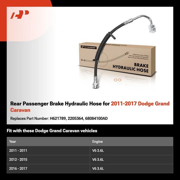 Rear Passenger Brake Hydraulic Hose for 2011-2017 Dodge Grand Caravan