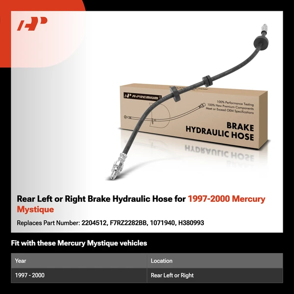 Rear Left or Right Brake Hydraulic Hose for 1997-2000 Mercury Mystique