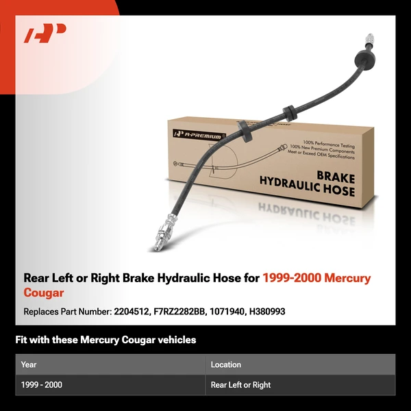 Rear Left or Right Brake Hydraulic Hose for 1999-2000 Mercury Cougar