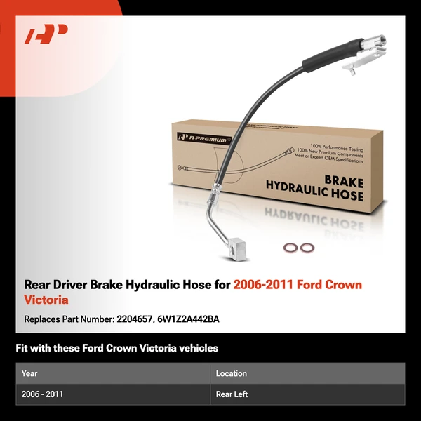 Rear Driver Brake Hydraulic Hose for 2006-2011 Ford Crown Victoria