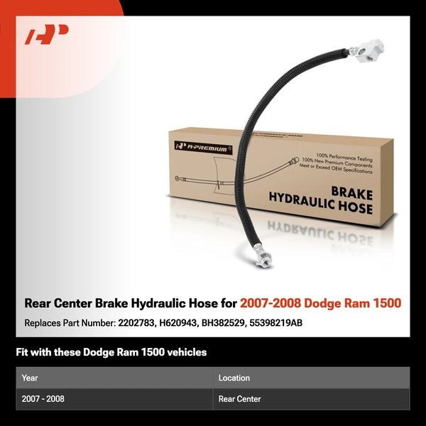 Rear Center Brake Hydraulic Hose for 2007-2008 Dodge Ram 1500