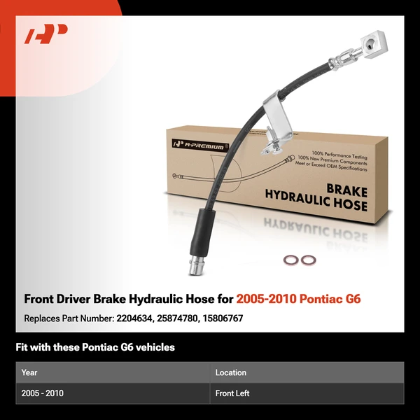 Front Driver Brake Hydraulic Hose for 2005-2010 Pontiac G6