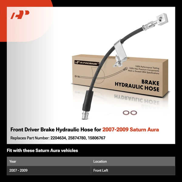 Front Driver Brake Hydraulic Hose for 2007-2009 Saturn Aura