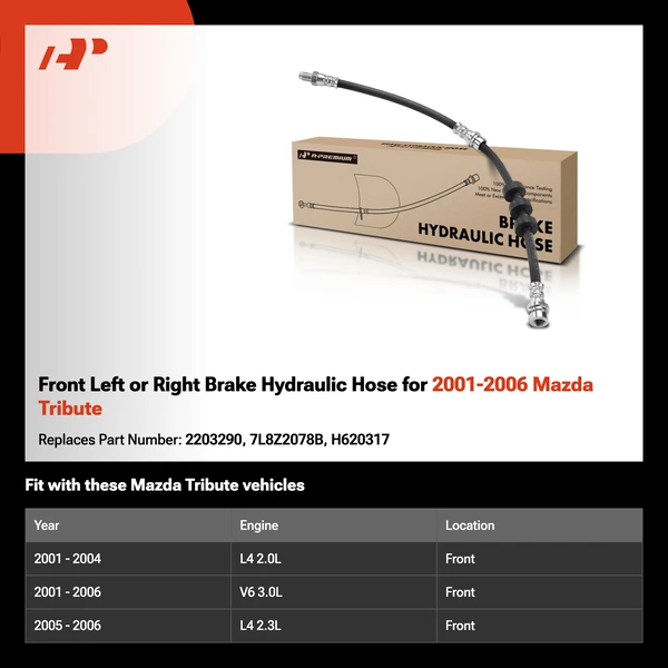 Front Left or Right Brake Hydraulic Hose for 2001-2006 Mazda Tribute