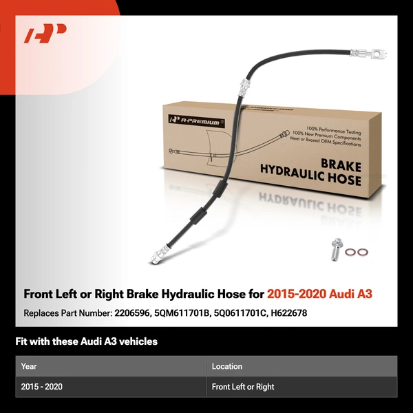 Front Left or Right Brake Hydraulic Hose for 2015-2020 Audi A3