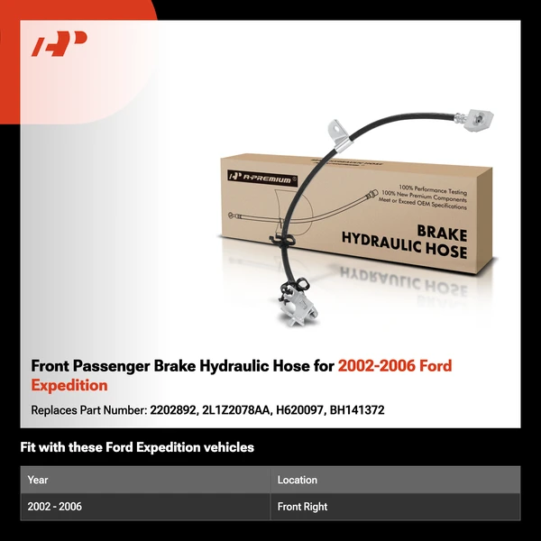 Front Passenger Brake Hydraulic Hose for 2002-2006 Ford Expedition