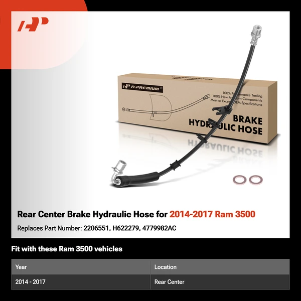 Rear Center Brake Hydraulic Hose for 2014-2017 Ram 3500