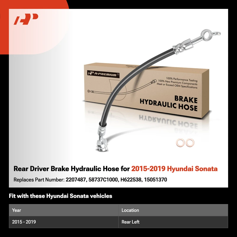 Rear Driver Brake Hydraulic Hose for 2015-2019 Hyundai Sonata
