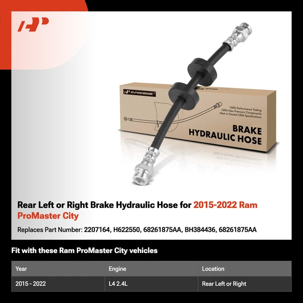 Rear Left or Right Brake Hydraulic Hose for 2015-2022 Ram ProMaster City