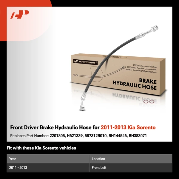 Front Driver Brake Hydraulic Hose for 2011-2013 Kia Sorento