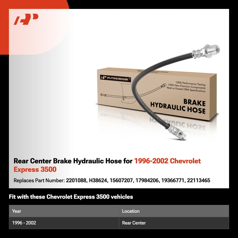 Rear Center Brake Hydraulic Hose for 1996-2002 Chevrolet Express 3500