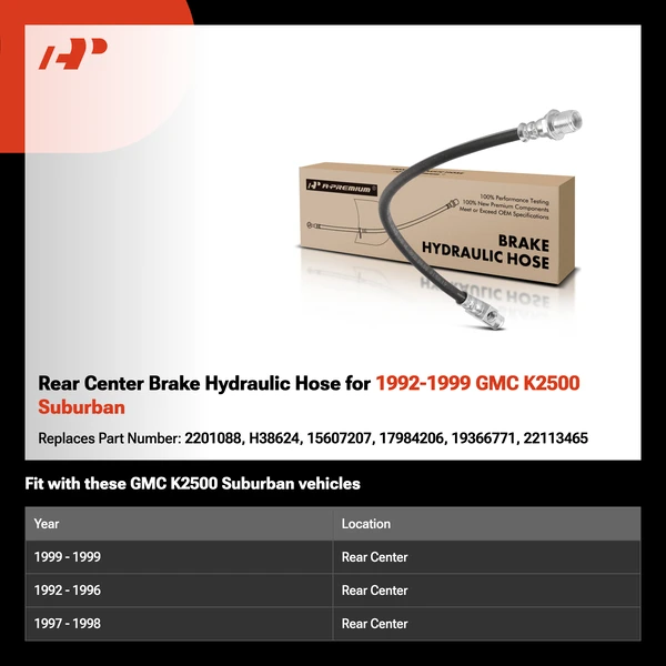Rear Center Brake Hydraulic Hose for 1992-1999 GMC K2500 Suburban