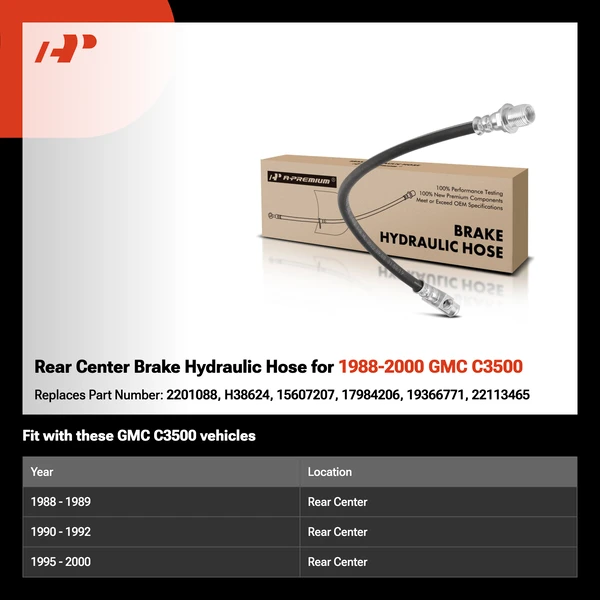 Rear Center Brake Hydraulic Hose for 1988-2000 GMC C3500